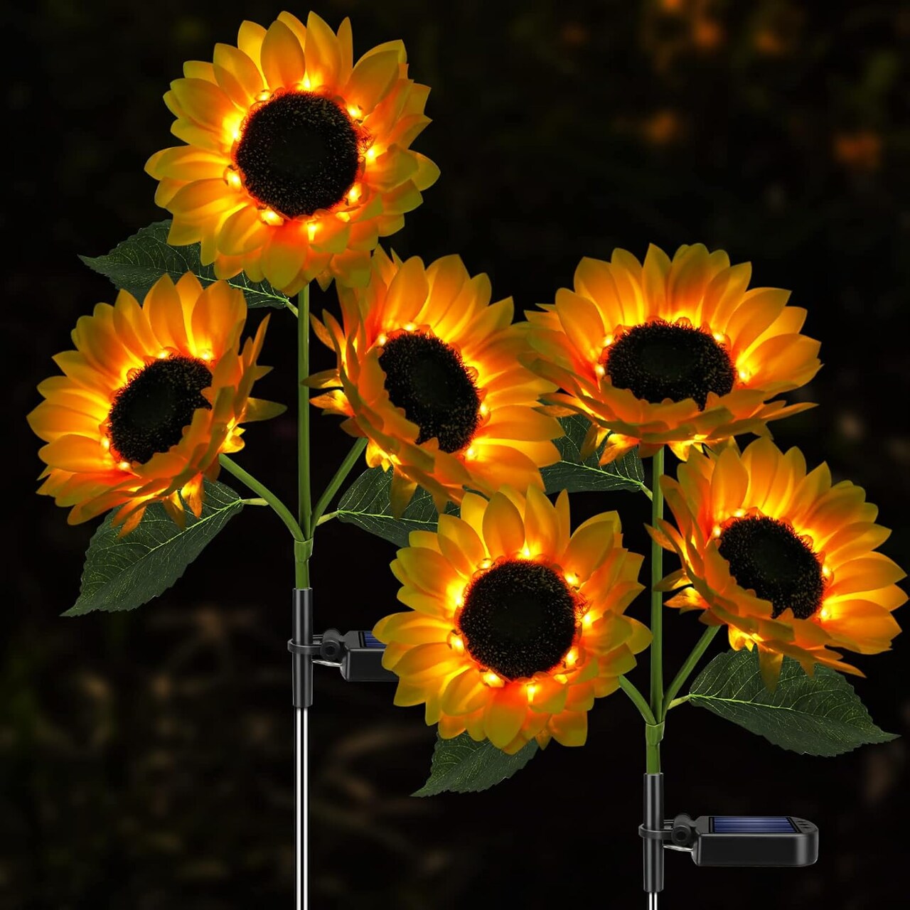 Solar Sunflower Garden Lights – 2 Pack 800mAh Waterproof Solar Stake Lights with Realistic Flower Design for Yard, Patio, Pathway, Flower Bed, Outdoor Decoration